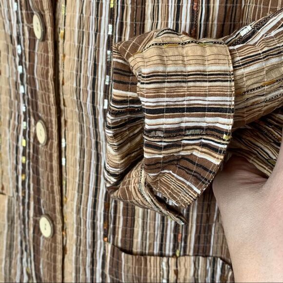 Vintage Brown Stripe Shirt Jacket Draper’s Damon’s - Picture 2 of 6